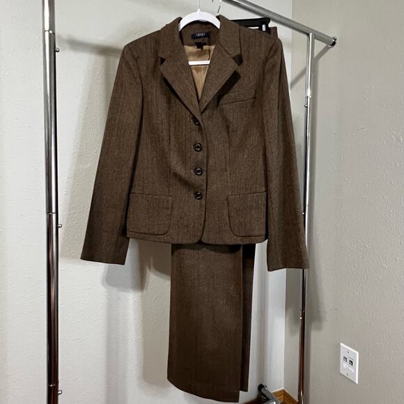 Vintage, Chaps Herringbone Wool Suit Set, Women's 12 - Picture 1 of 10